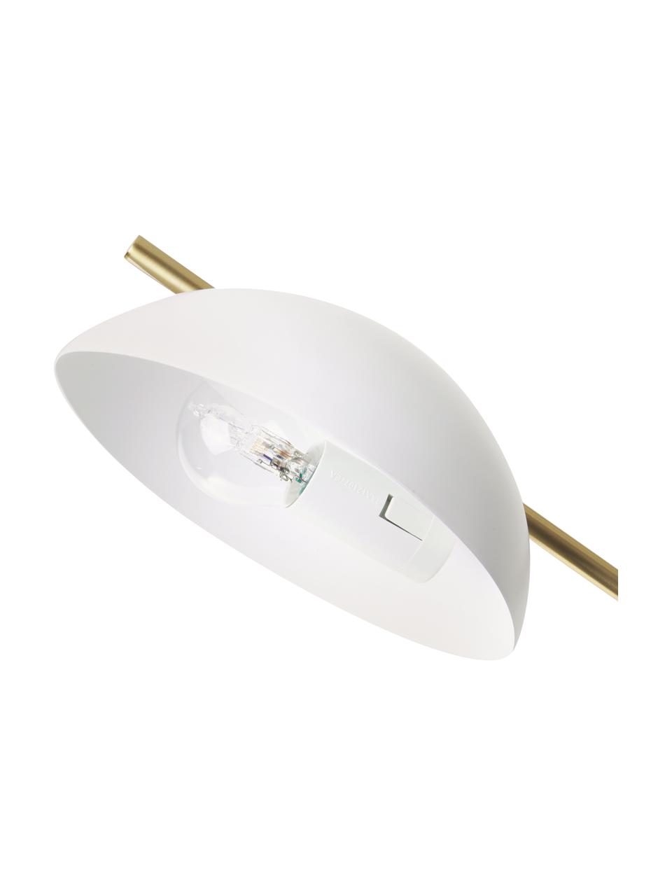 Lámpara de techo retro grande Johan, Anclaje: metal cepillado, Dorado, blanco, Ø 75 x Al 50 cm