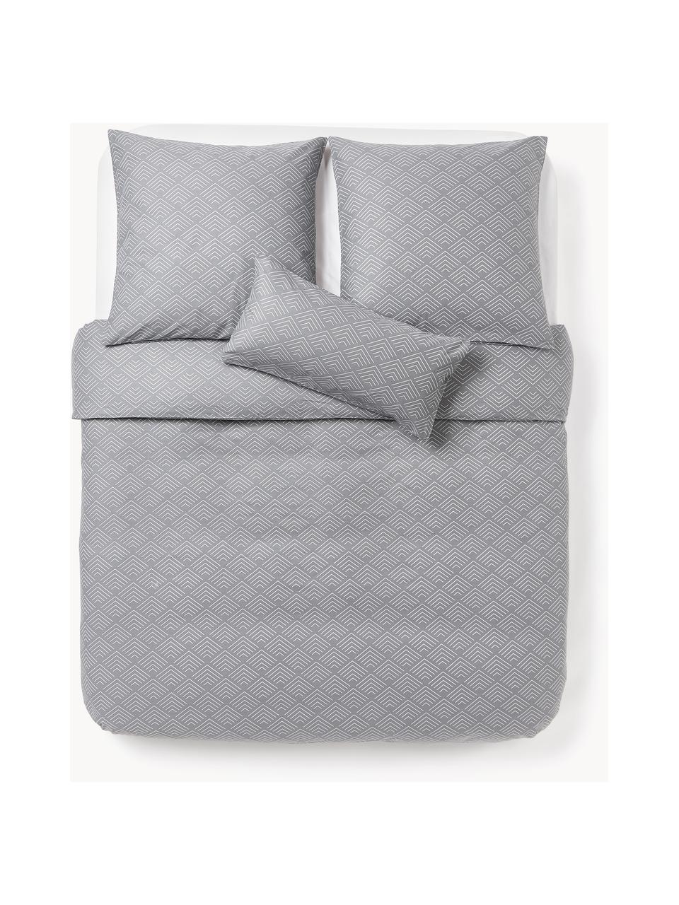 Baumwoll-Bettdeckenbezug Milano mit grafischem Muster, Webart: Renforcé Fadendichte 144 , Grau, B 200 x L 200 cm