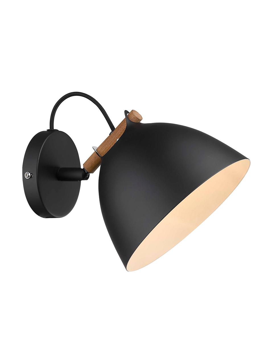 Nástenná lampa so zástrčkou Århus, Čierna, drevo