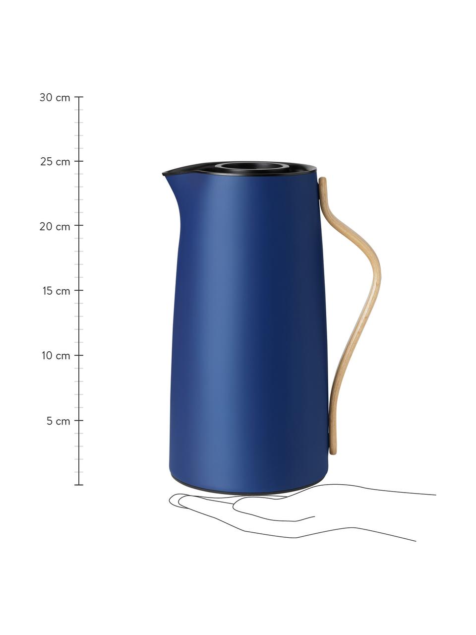 Termo Emma, 1.2 L, Estructura: acero inoxidable, Asa: madera de haya, Azul, beige, 1,2 L