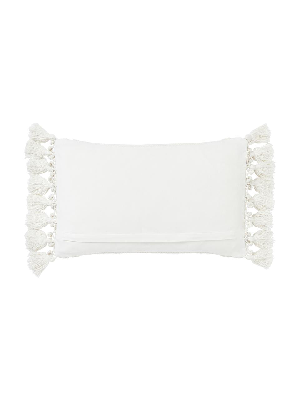 Federa arredo in cotone con nappe Adrian, Bianco crema, Larg. 30 x Lung. 50 cm
