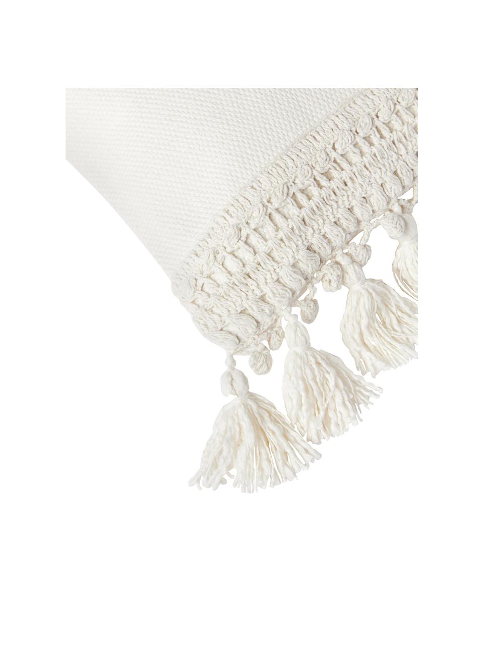 Federa arredo in cotone con nappe Adrian, Bianco crema, Larg. 30 x Lung. 50 cm