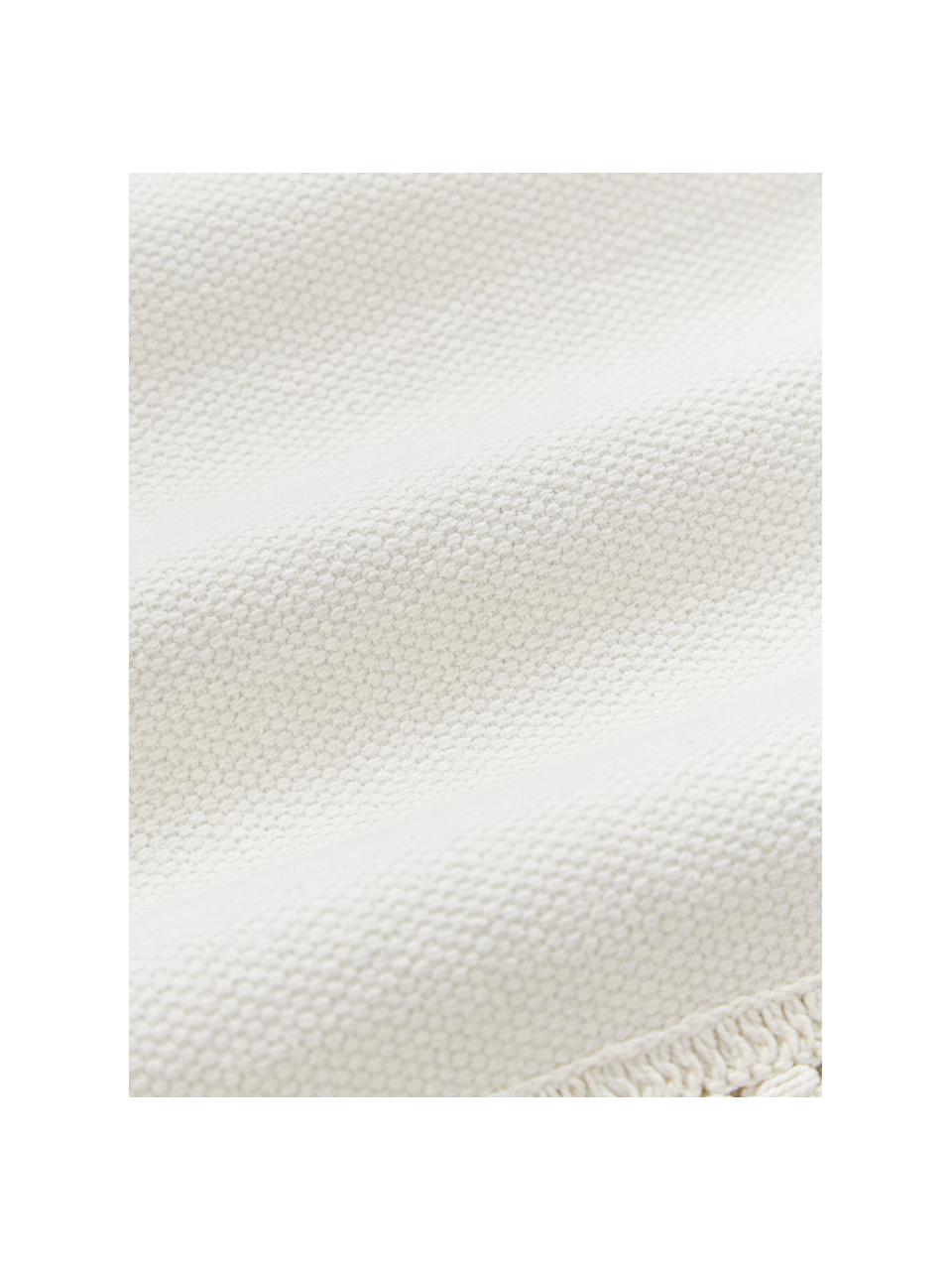 Copricuscino in cotone con nappe Adrian, Bianco latte, Larg. 30 x Lung. 50 cm