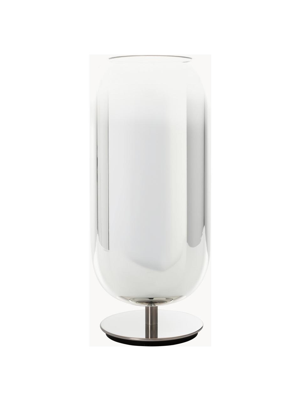 Lampe à poser soufflée bouche Gople, tailles variées, Argenté, Ø 21 x haut. 49 cm