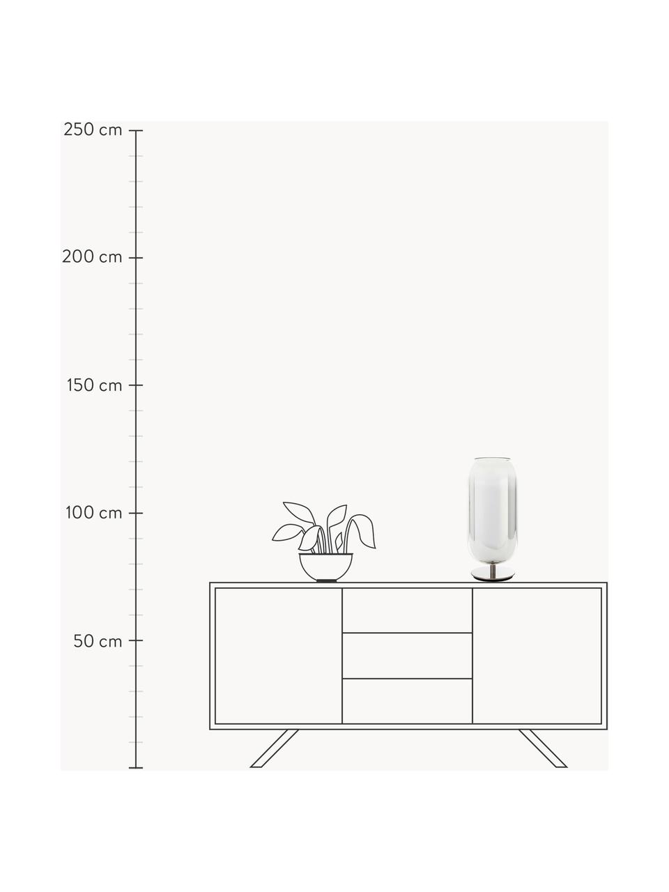 Mondgeblazen tafellamp Gople, verschillende formaten, Lampenkap: mondgeblazen glas, Zilverkleurig, Ø 21 x H 49 cm