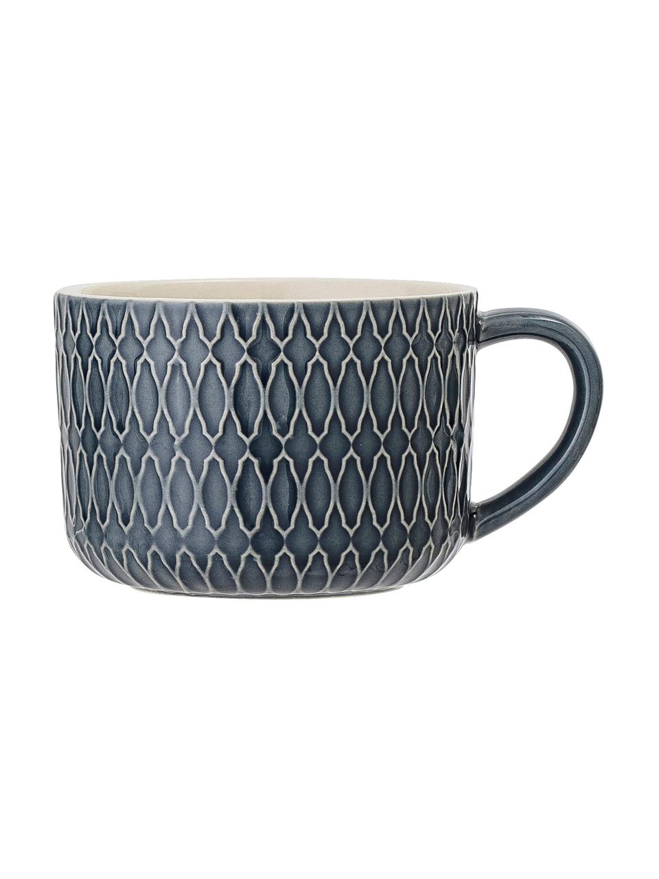 Tasse Naomi, 4 pièces, Grès cérame, Bleu, blanc, Ø 10 x haut. 7 cm, 300 ml