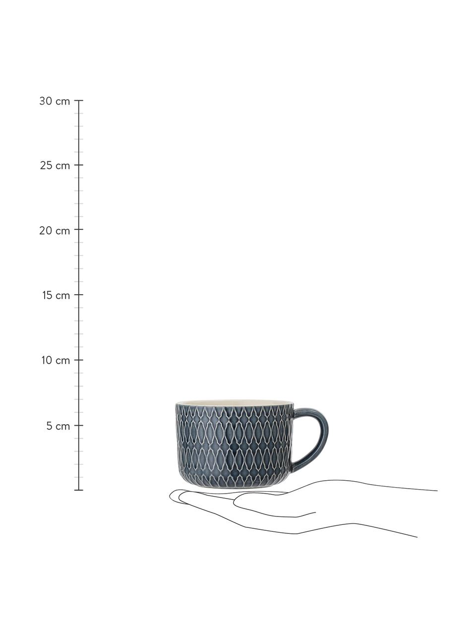 Tasse Naomi, 4 pièces, Grès cérame, Bleu, blanc, Ø 10 x haut. 7 cm, 300 ml