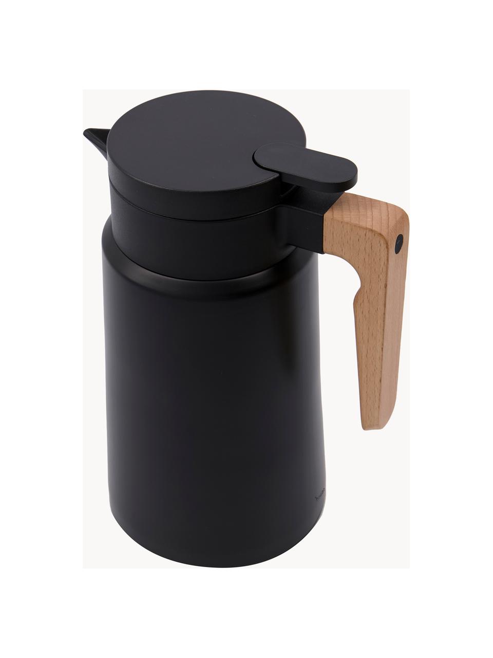 Thermos Cole, 1,8 L, Interno: acciaio inossidabile, Esterno: plastica, Manico: legno di faggio, Nero, marrone, 1,8 L