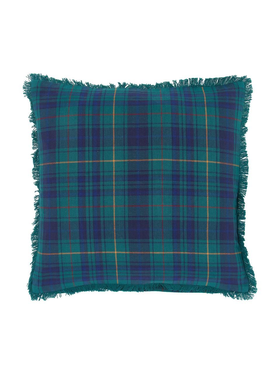 Housse de coussin 45x45 carreaux Stirling, 100 % coton, Tons bleus, larg. 45 x long. 45 cm