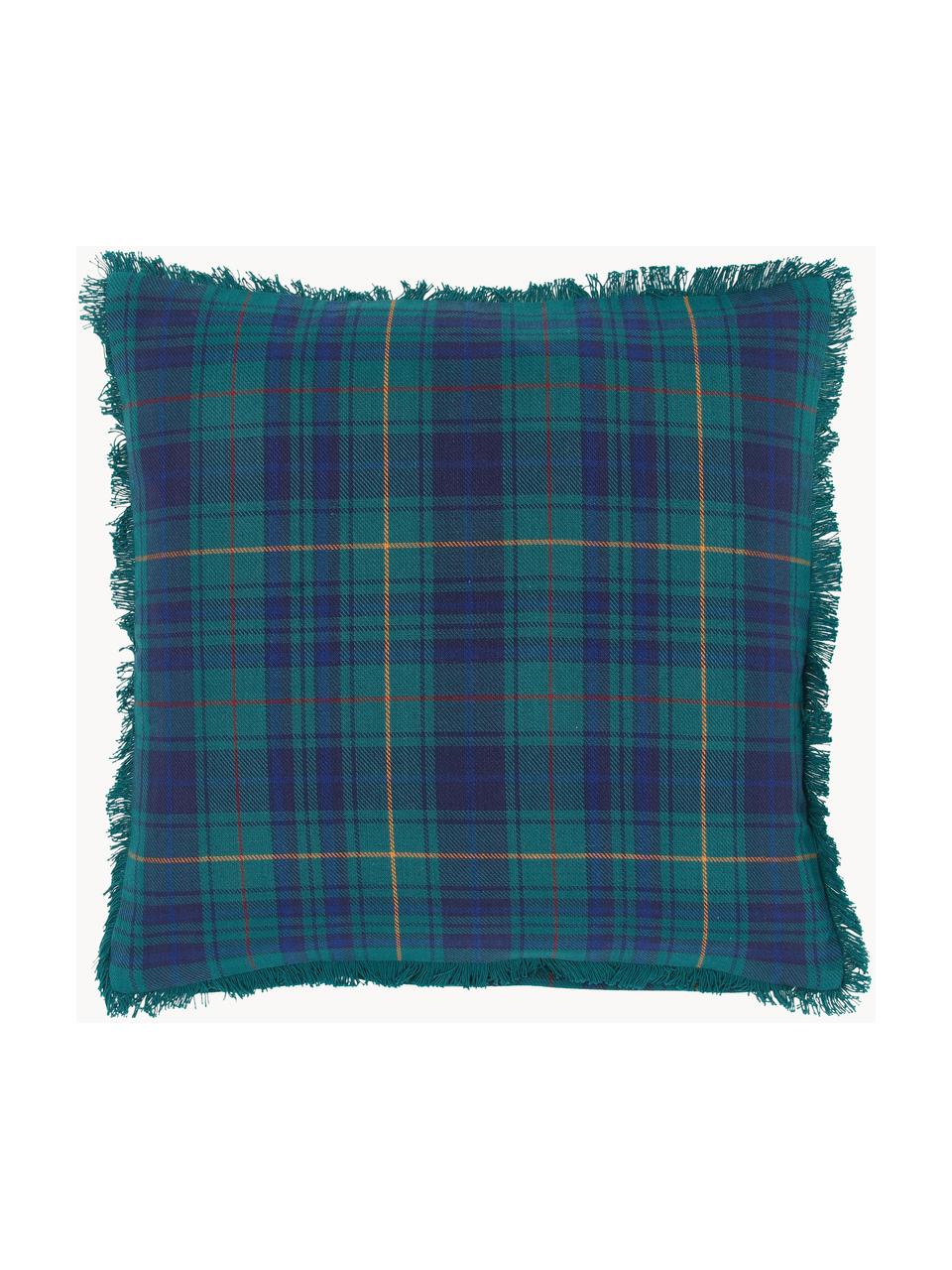 Housse de coussin 45x45 carreaux Stirling, 100 % coton, Tons bleus, larg. 45 x long. 45 cm