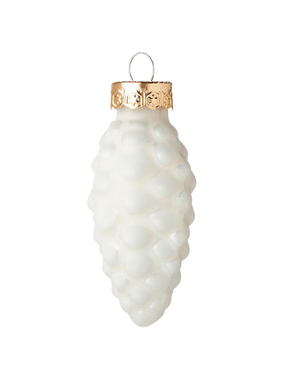 Adornos navideños Pat, 12 uds., Adornos: vidrio, Blanco, Ø 3 x Al 6 cm