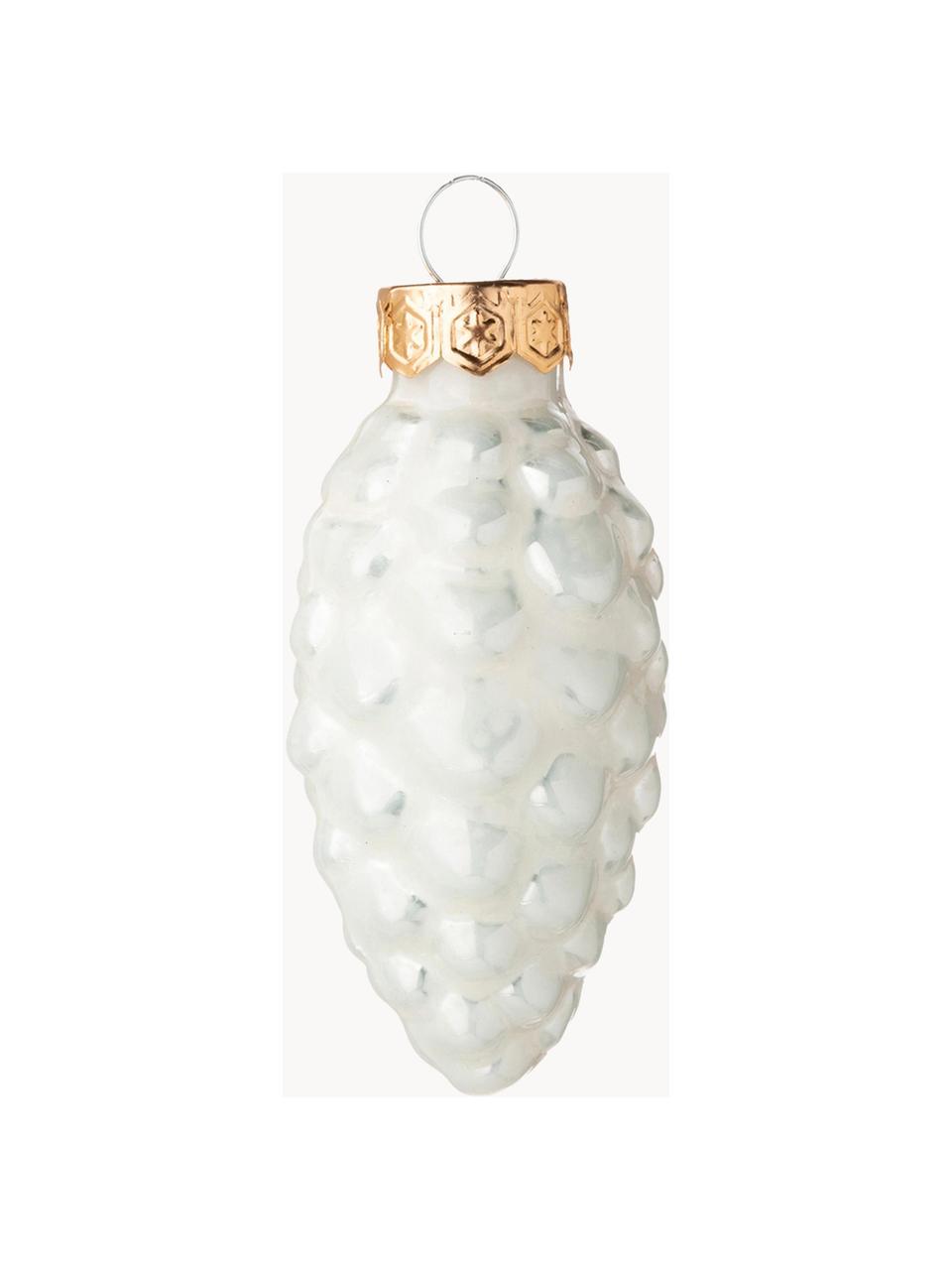 Weihnachtszapfen Pat H 6 cm, 12 Stück, Wollweiß, Ø 3 x H 6 cm