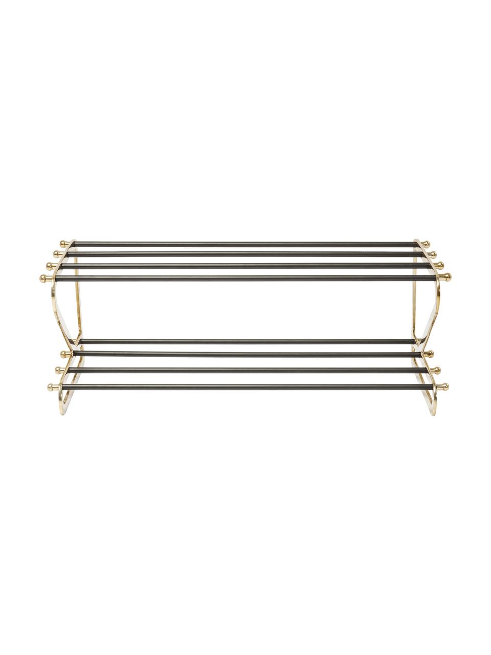 Zapatero de metal Walk, Estructura: aluminio con pintura en p, Estantes: metal pintado, Dorado, negro, An 84 x Al 34 cm