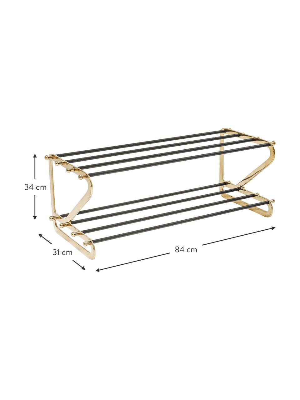 Kovový botník se 2 policemi Walk, Zlatá, černá, Š 84 cm, V 34 cm