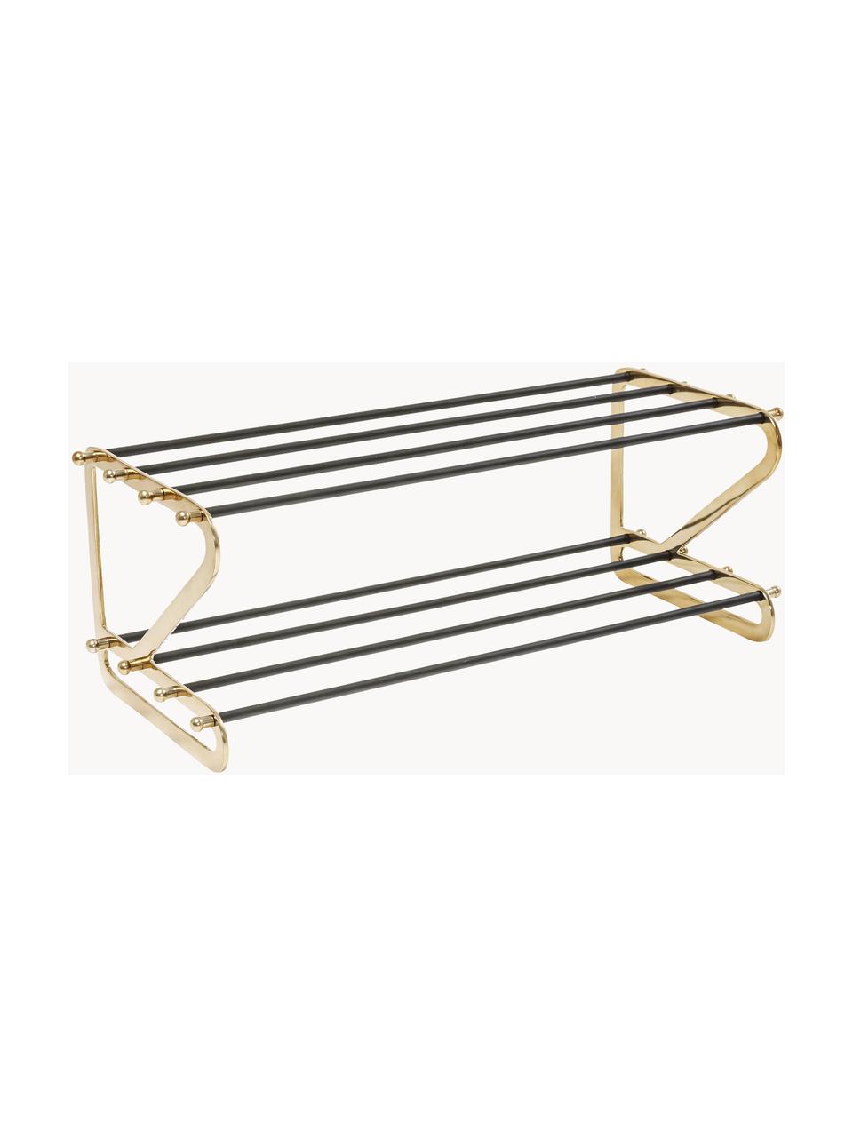 Metalen schoenenkast Walk, Frame: gepoedercoat aluminium, Goudkleurig, zwart, B 84 x H 34 cm