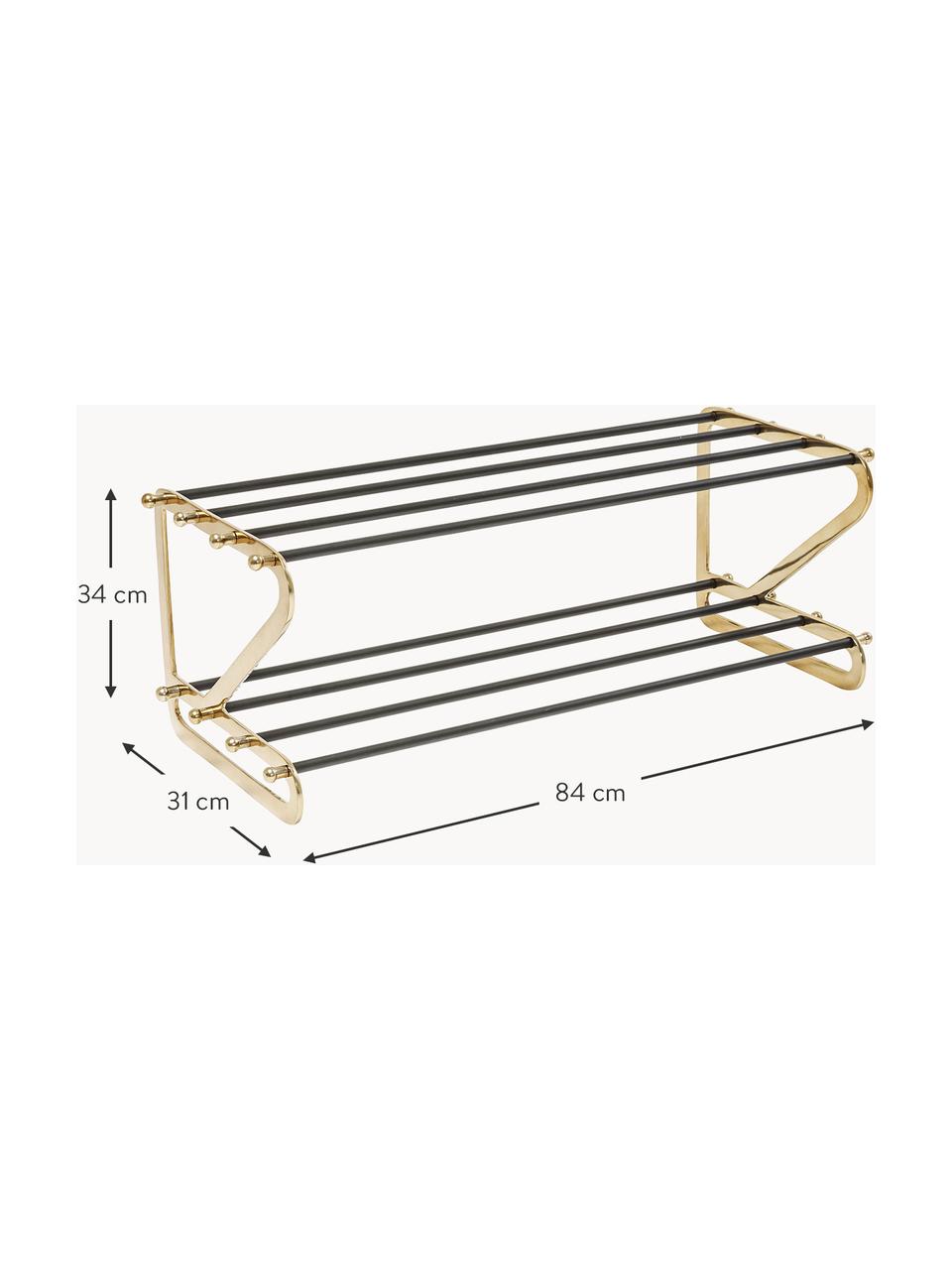 Metalen schoenenkast Walk, Frame: gepoedercoat aluminium, Goudkleurig, zwart, B 84 x H 34 cm