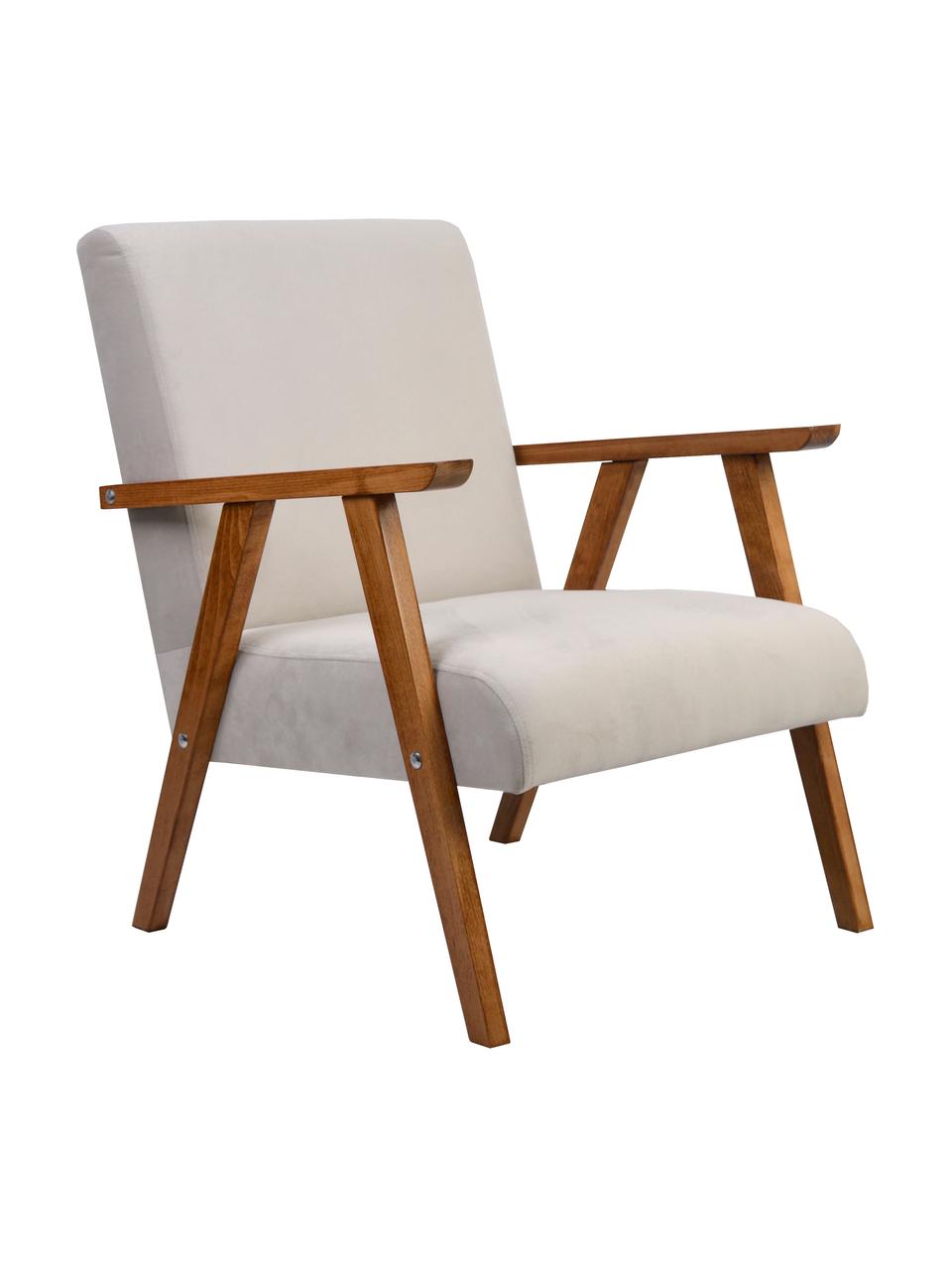 Zamatová stolička s opierkami Victoria, Zamatová béžová, drevo lakované, Š 60 x H 69 cm