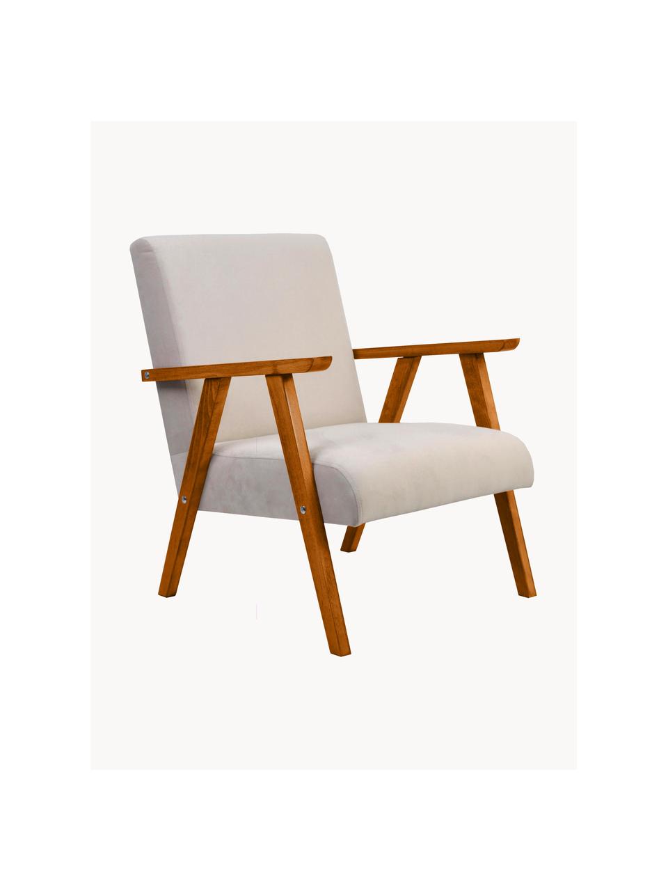Zamatová stolička s opierkami Victoria, Zamatová béžová, drevo lakované, Š 60 x H 69 cm
