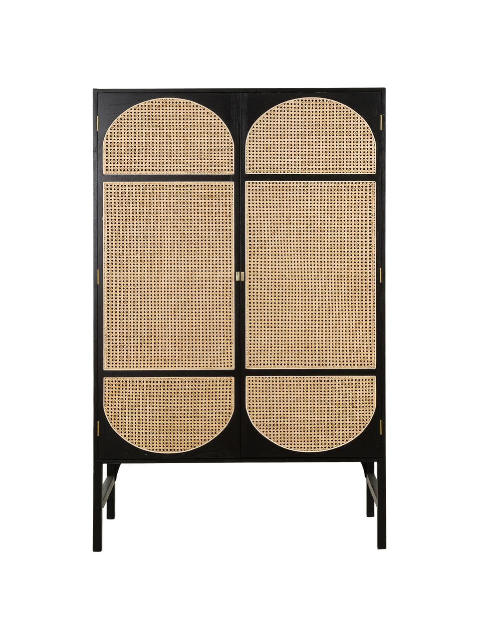 Kledingkast Retro met Weens vlechtwerk, 2 deuren, Handvatten: gecoat metaal, Donkerbruin, 125 x 200 cm