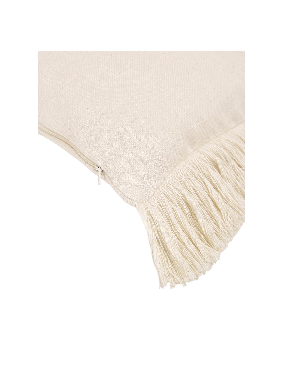 Housse de coussin à franges Tine, Beige clair