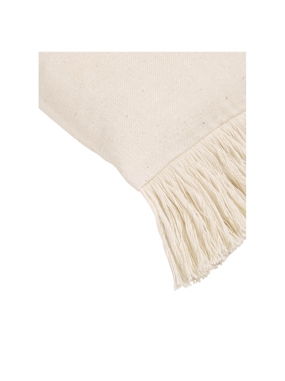 Housse de coussin à franges Tine, Beige clair