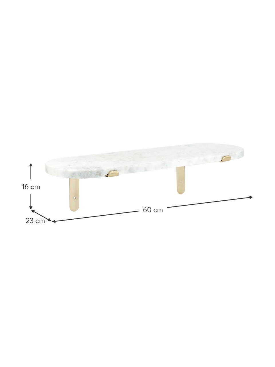 Marmeren wandplank Porter, Plank: marmer, Witte marmer, goudkleurig, B 60 cm x H 16 cm