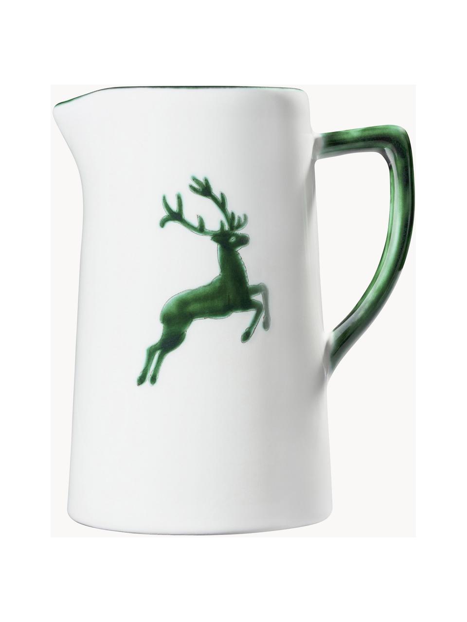 Jarra artesanal Grauer Hirsch, Cerámica, Blanco, verde, 0,7 L