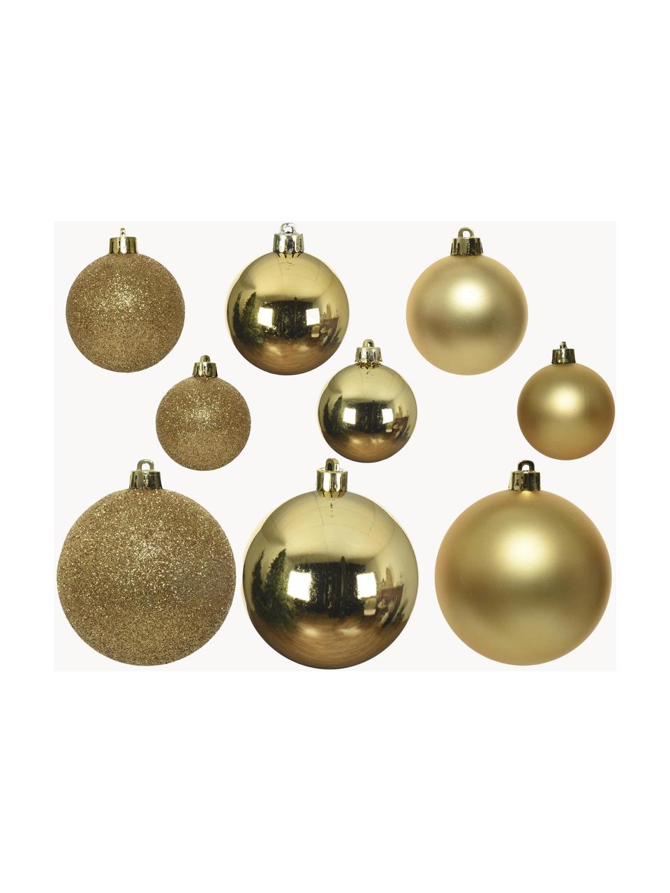 Breukvaste kerstballen Mona, set van 30, Goudkleurig, donker, Set met verschillende formaten