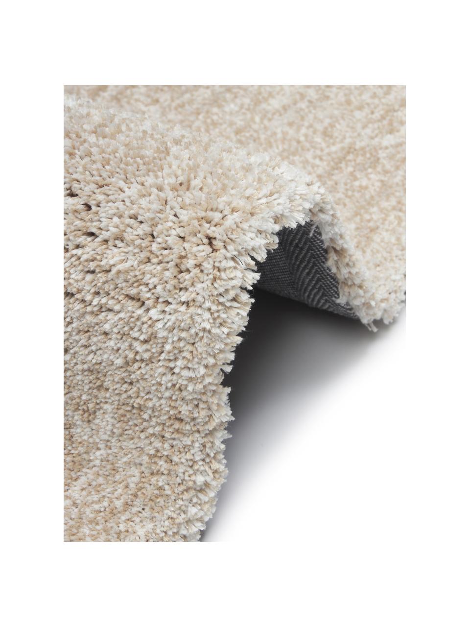 Flauschiger Melange Hochflor-Teppich Marsha in Beige, Rückseite: 55 % Polyester, 45 % Baum, Beige, Cremeweiß, B 80 x L 150 cm (Größe XS)