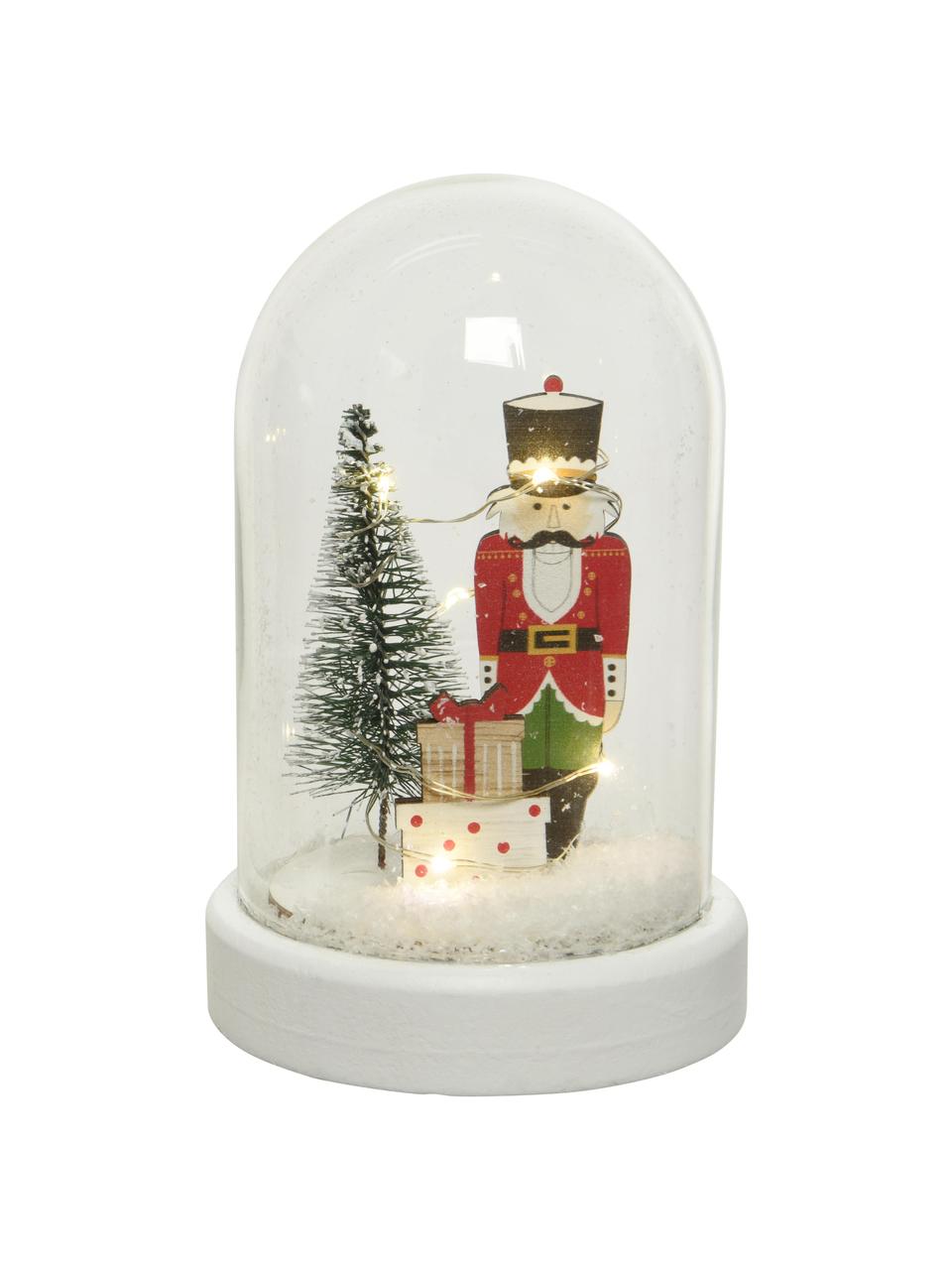 Batterij-aangedreven LED lichtobjecten Nut, 2 stuks, Glas, hout, kunststof, Transparant, wit, meerkleurig, Ø 10 x H 15 cm