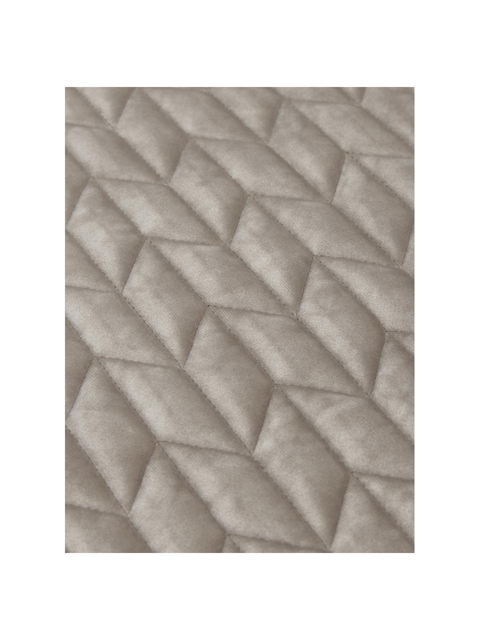 Pikowana narzuta z aksamitu Tily, 100% poliester, Beżowy, S 260 x D 260 cm (do łóżek o wymiarach od 200 x 200 cm)