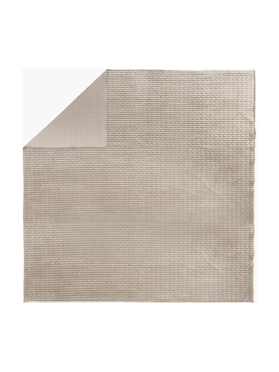 Colcha acolchada de terciopelo Tily, 100% poliéster, Beige, An 260 x L 260 cm (para camas de 200 x 200 cm)