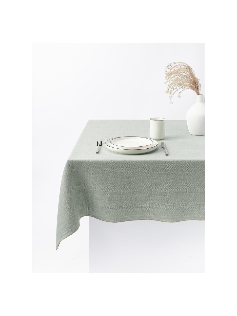 Mantel de lino Audra, 100% lino, Verde salvia, De 6 a 8 comensales (L 250 x An 150 cm)