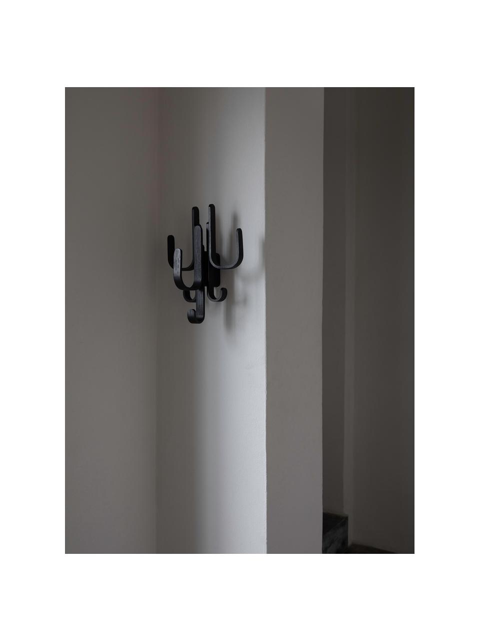 Perchero de pared de madera de roble Woody, Madera de roble con certificado FSC, Madera de roble pintada negro, An 18 x Al 29 cm