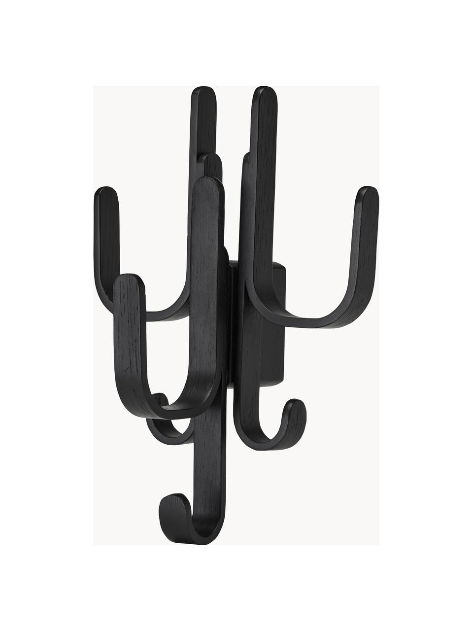 Perchero de pared de madera de roble Woody, Madera de roble con certificado FSC, Madera de roble pintada negro, An 18 x Al 29 cm