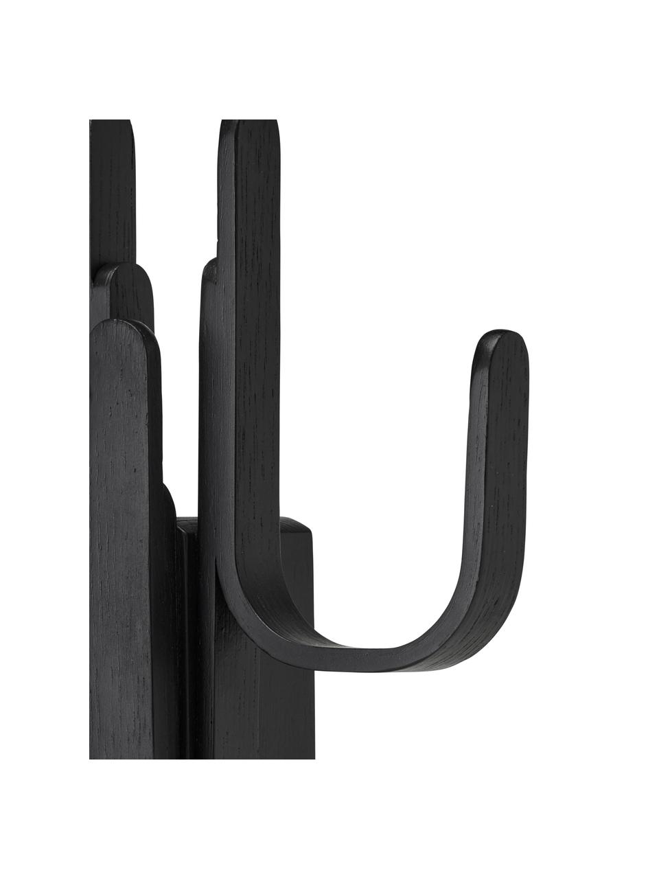 Porte-manteau en bois de chêne Woody, Bois de chêne, certifié FSC, Bois de chêne, noir laqué, larg. 18 x haut. 29 cm