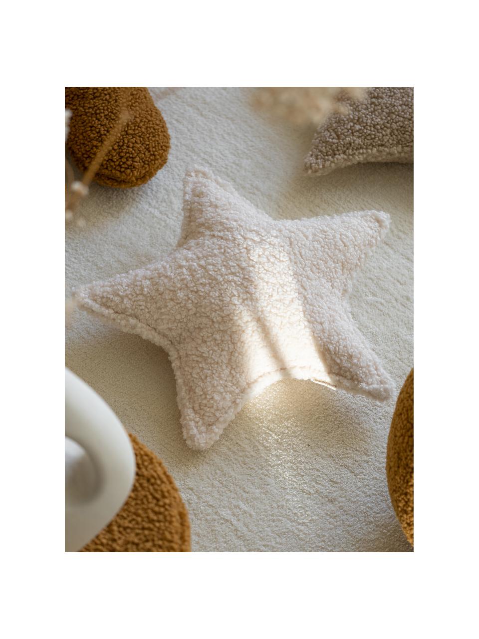 Teddy knuffelkussen Ster, Bekleding: teddy (100% polyester), Gebroken wit, B 40 x L 37 cm