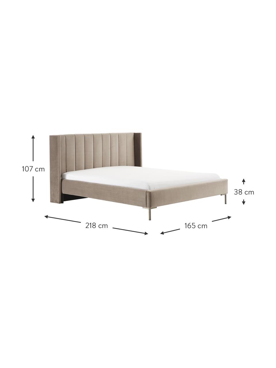 Letto imbottito in velluto Dusk, Rivestimento: velluto di poliestere Il , Piedini: metallo verniciato a polv, Velluto marrone, Larg. 180 x Lung. 200 cm