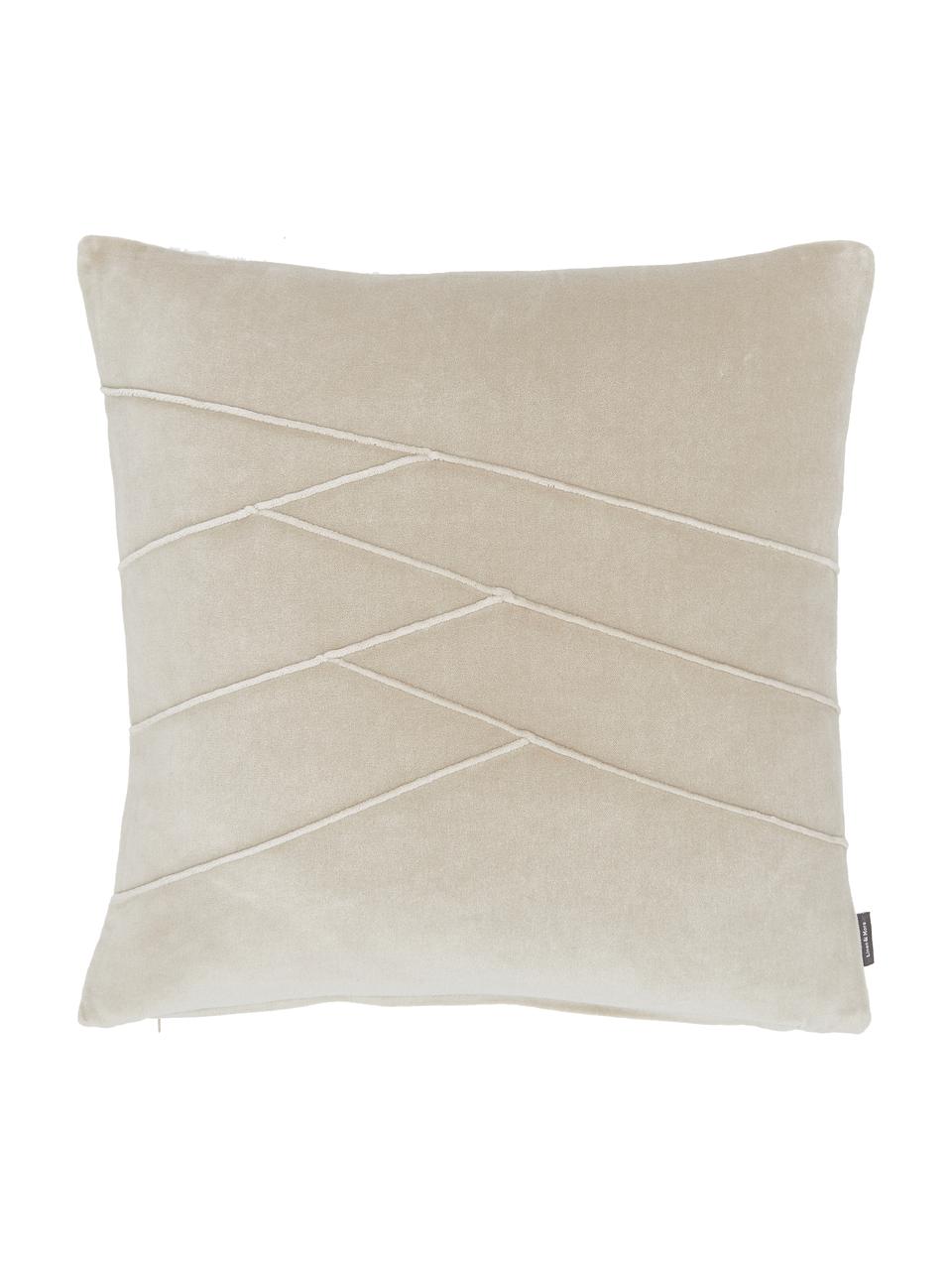 Poduszka z aksamitu z wypełnieniem Pintuck, Tapicerka: 55% rayon, 45% bawełna, Beżowy, S 45 x D 45 cm