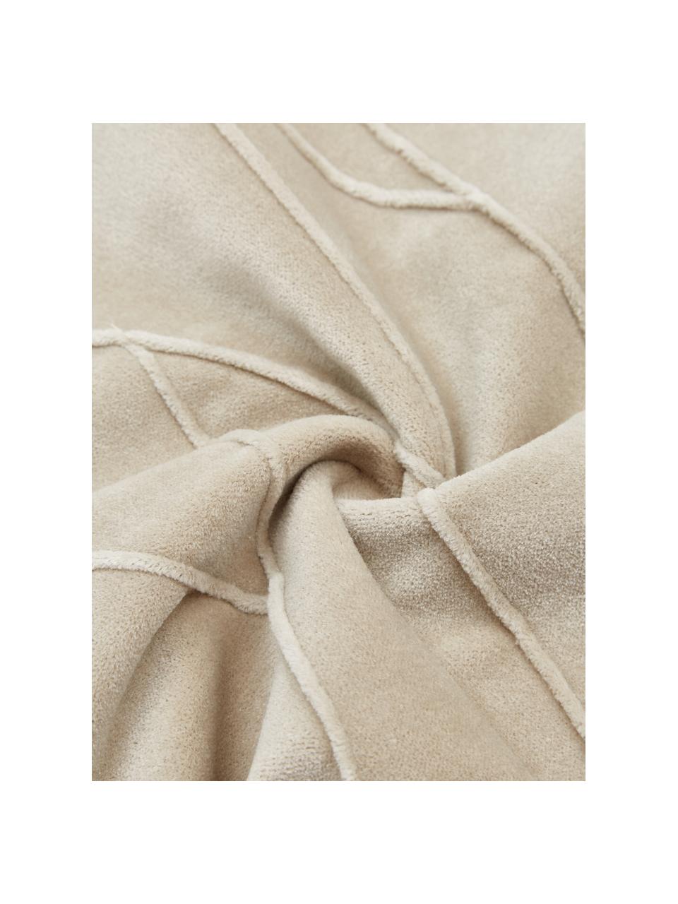 Coussin 45x45 velours Pintuck, Beige, larg. 45 x long. 45cm