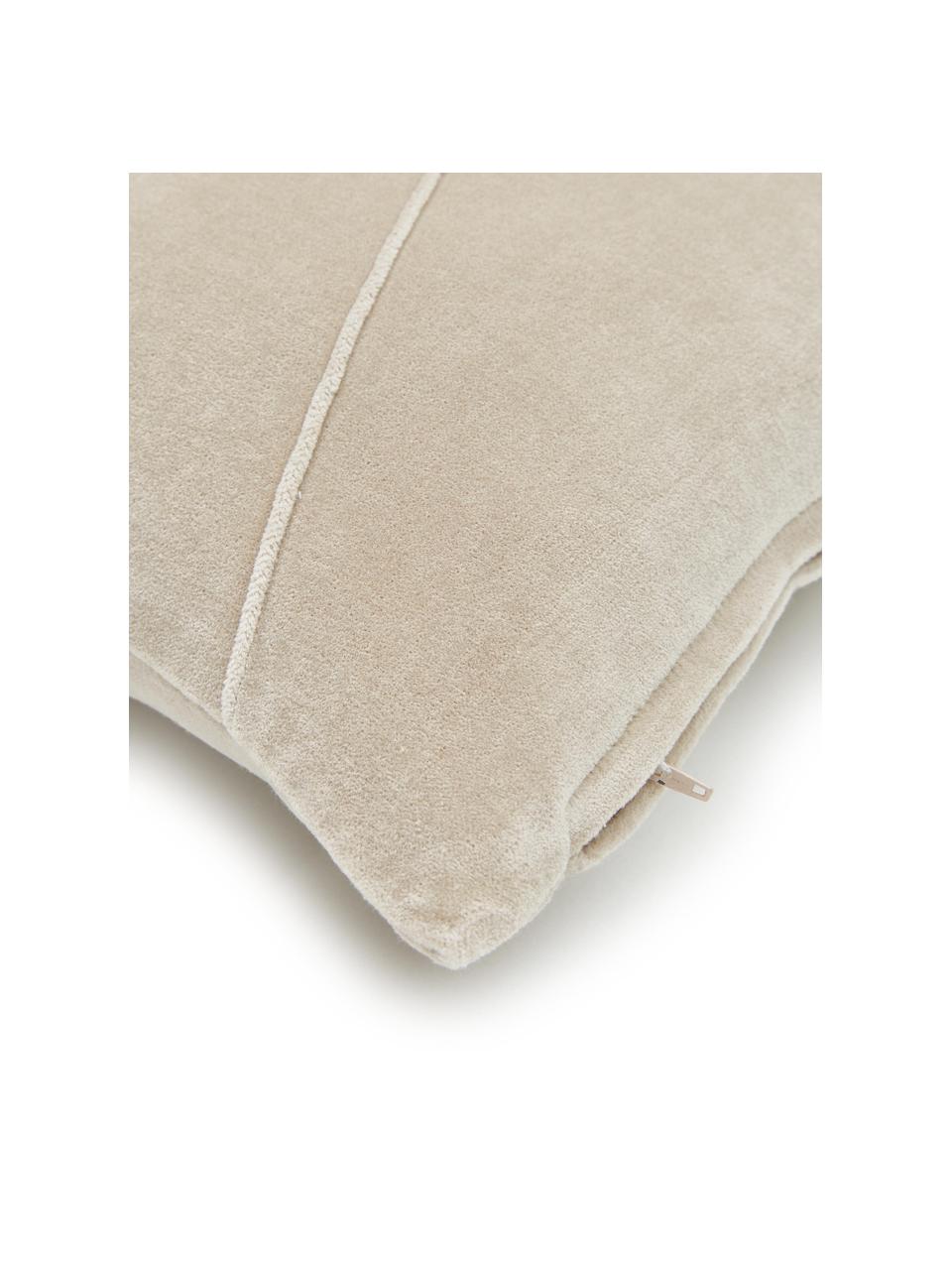 Cojín de terciopelo Pintuck, con relleno, Funda: 55% rayón, 45% algodón, Beige, An 45 x L 45 cm