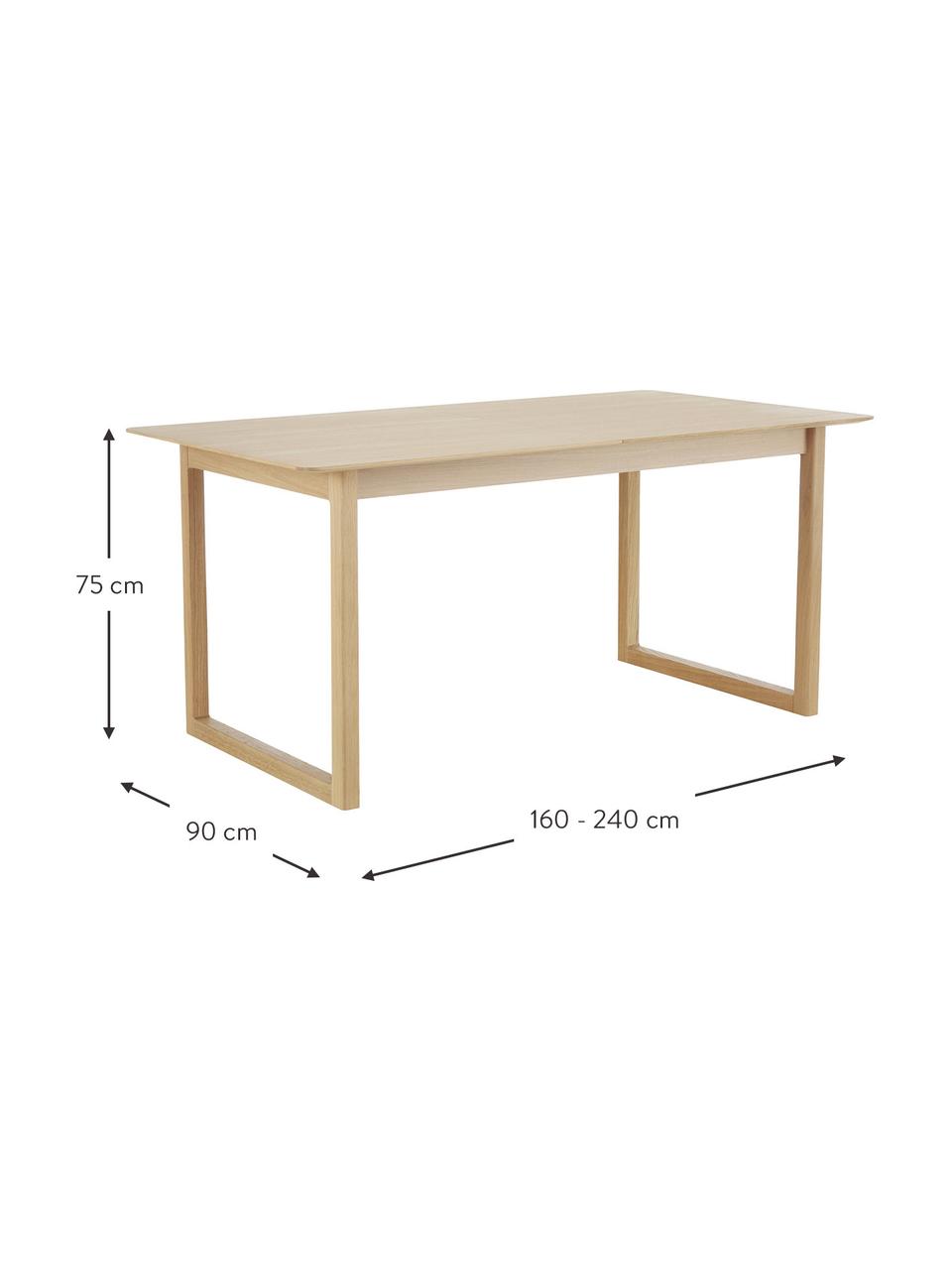 Table à manger extensible en bois Calla, Bois clair, larg. de 160 à 230 x prof. 90 cm