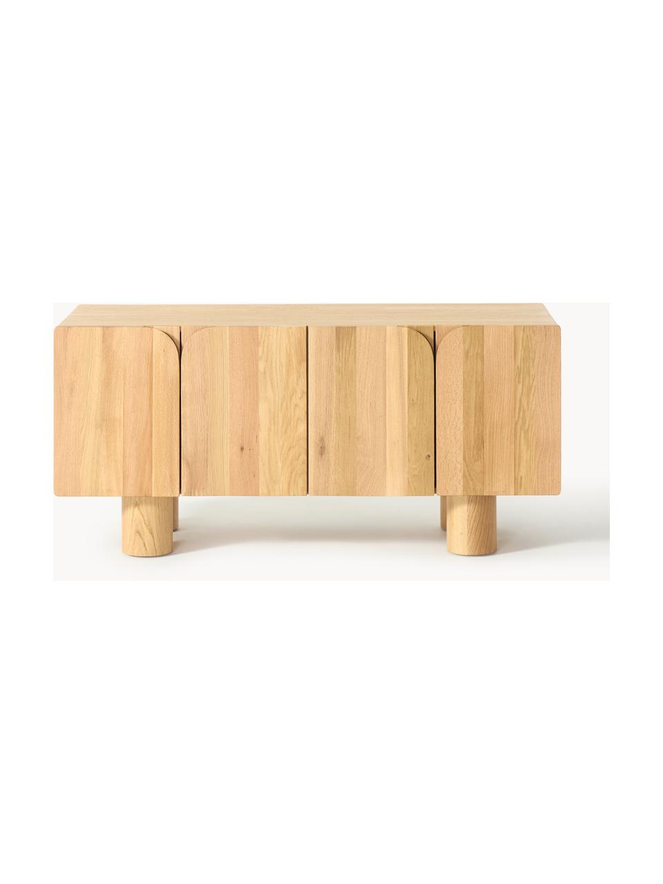 Mueble TV de madera de roble Cadi, Madera de roble aceitada, An 120 x Al 55 cm