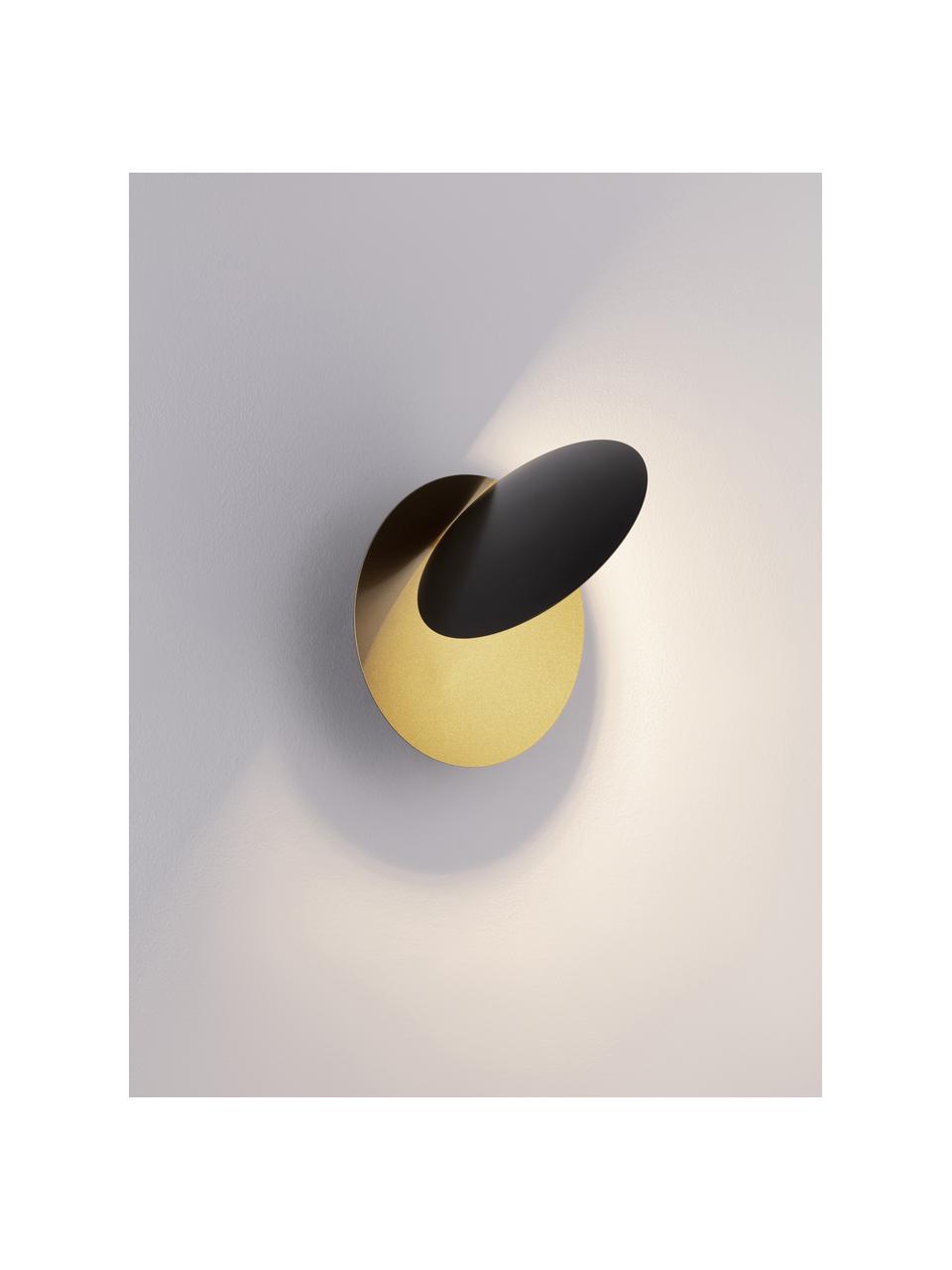 Nástěnné LED svítidlo Shell, Potažený hliník, Černá, zlatá, Ø 20 cm