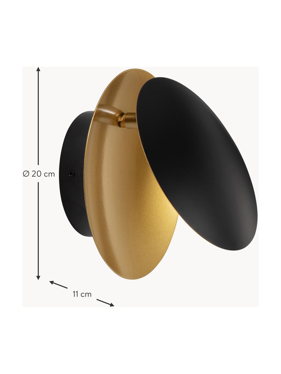 Aplique LED Shell, Aluminio recubierto, Negro, dorado, Ø 20 cm