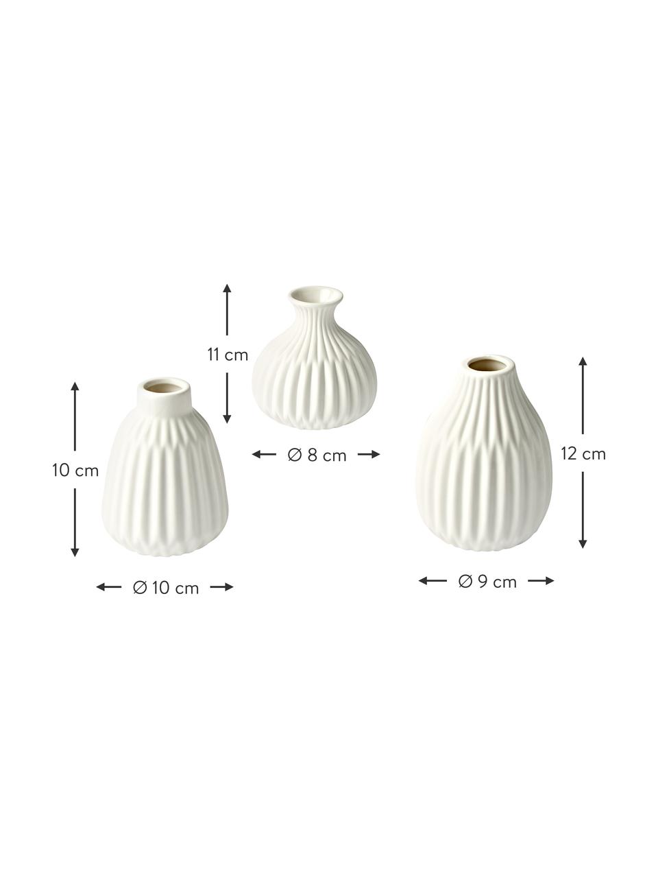 Komplet wazonów z porcelany Palo, 3 elem., Porcelana, Biały, Komplet z różnymi rozmiarami