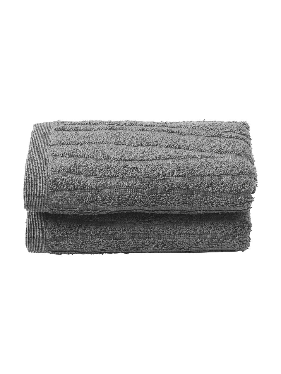 Asciugamano in cotone Audrina 2 pz, Grigio scuro, Asciugamani ospiti XS, larg. 30 x lung. 50 cm