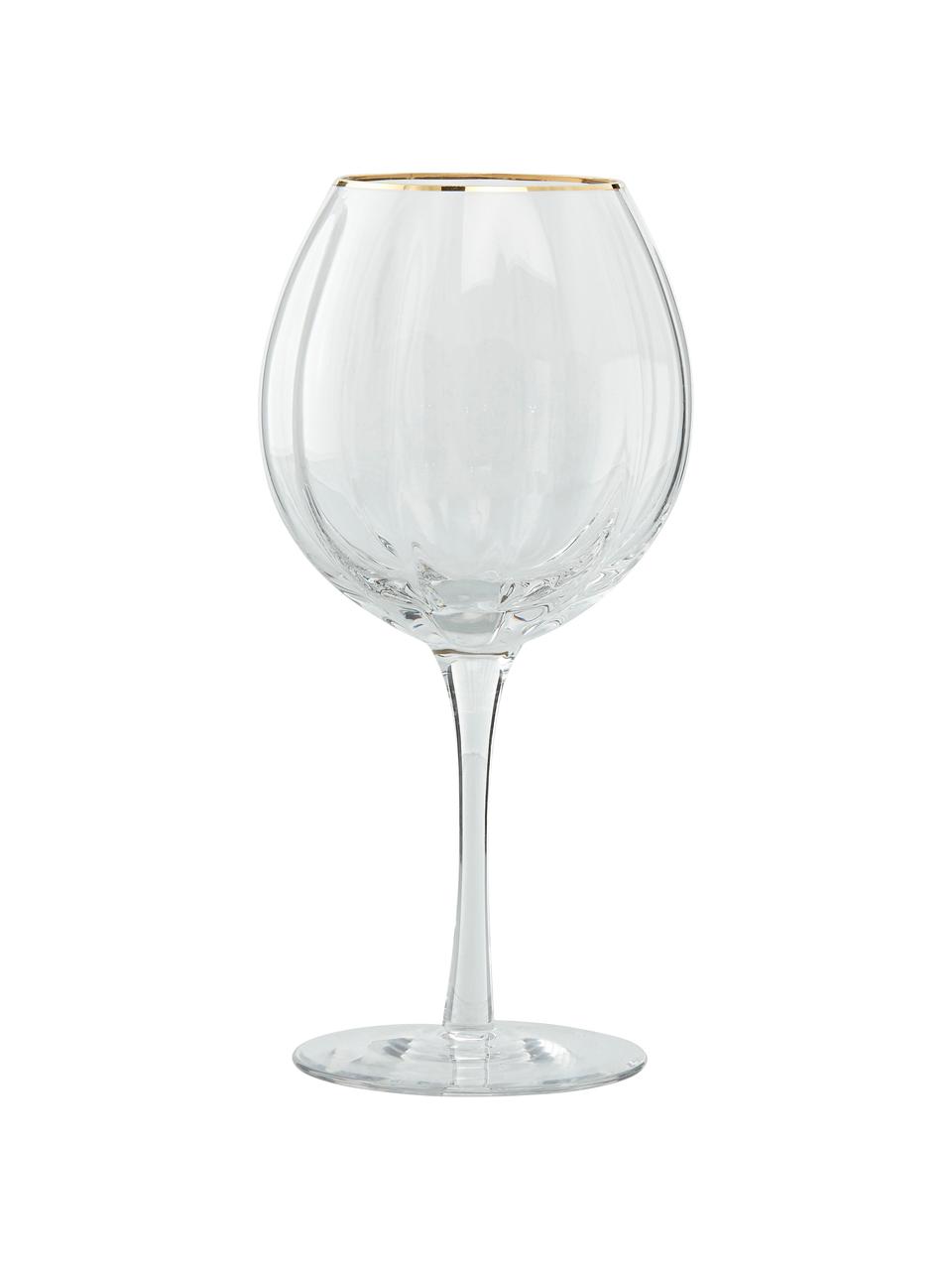 Bicchiere da gin Claudine 4 pz, Vetro, Trasparente, dorato, Ø 11 x Alt. 22 cm, 600 ml