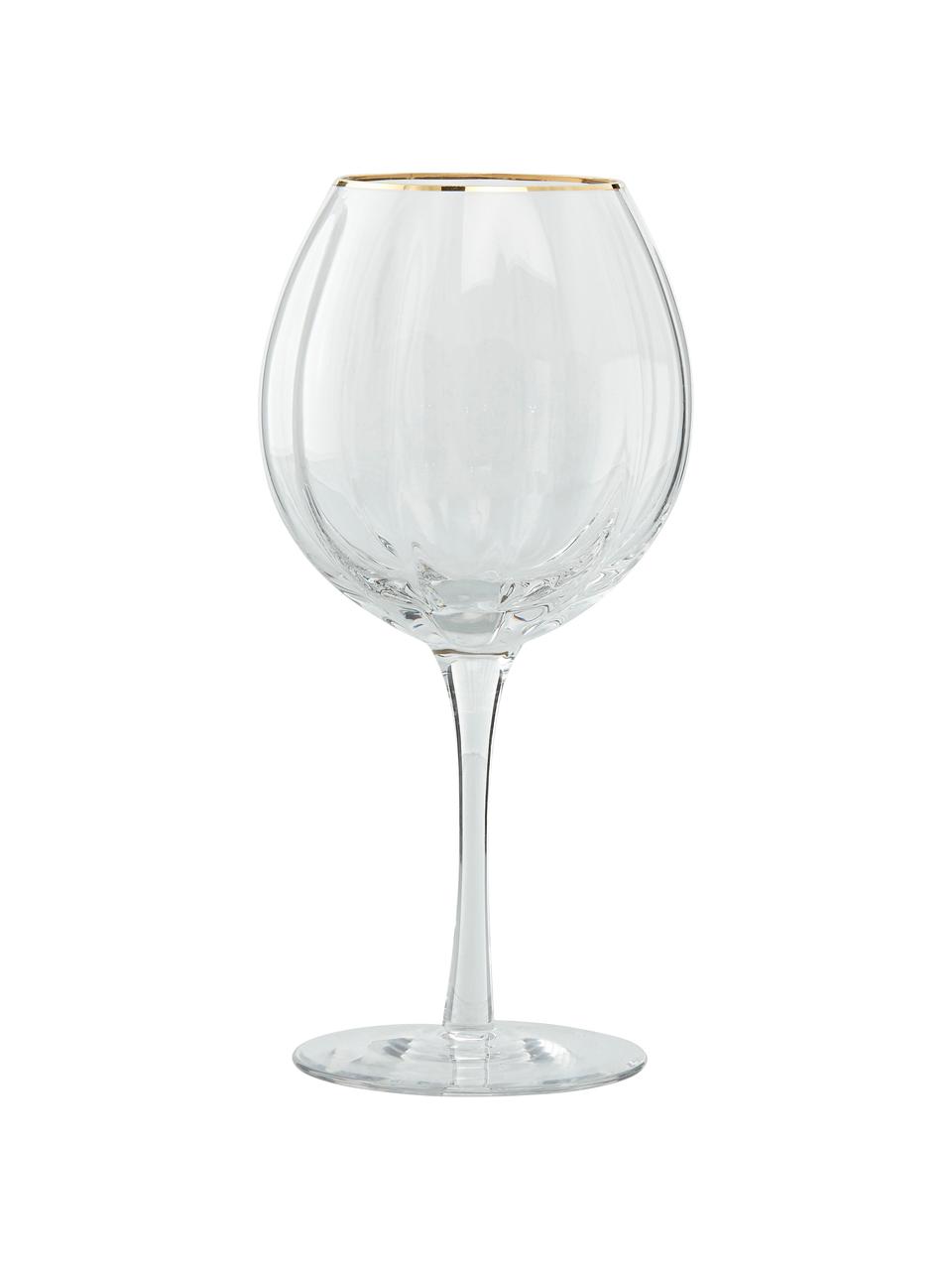 Set van 4 gin glazen Claudine, Glas, Transparant, goudkleurig, Ø 11 x H 22 cm, 600 ml