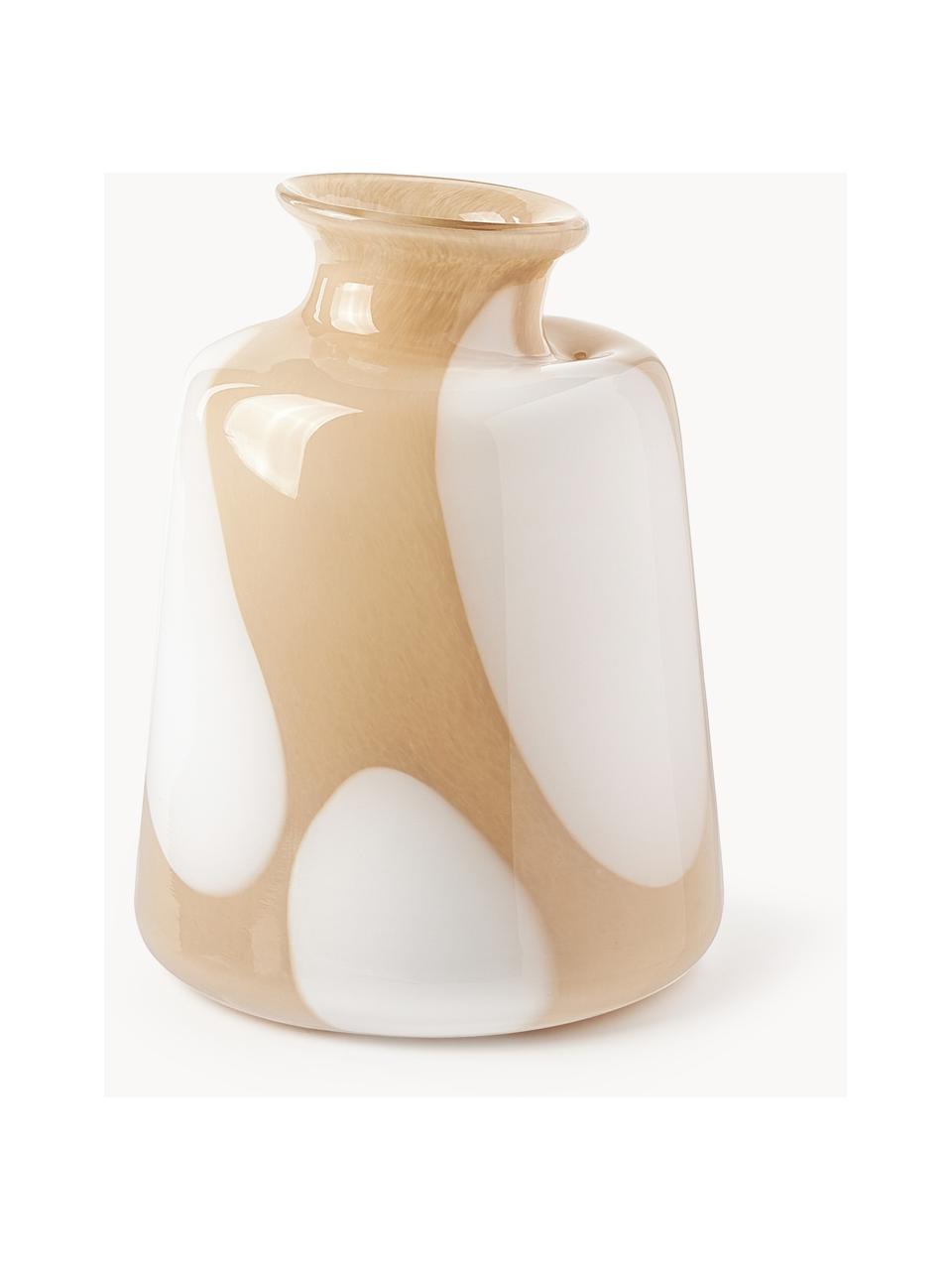 Jarrón de vidrio Ottilie, 20 cm, Vidrio, Ocre, blanco, Ø 16 x Al 20 cm